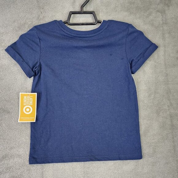 Unisex Kids Navy Shirt Short Sleeve Crew Neck Dream Big Latino Heritage Size 4T - Picture 2 of 9